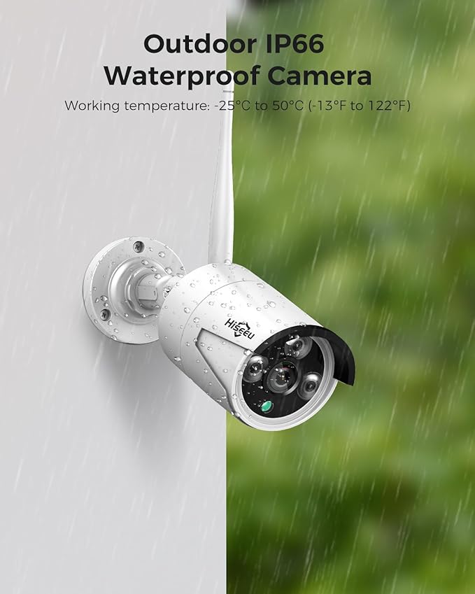 Hiseeu 100ft WiFi Pro Security Camera System, 16CH 4K NVR Kit, Wired Plug-in (8Pcs)