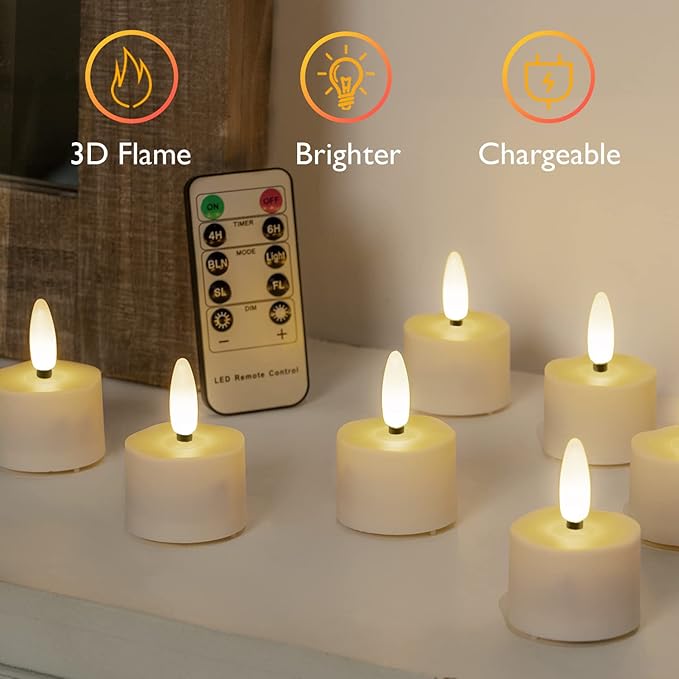 Homemory Flameless Rechargeable Tea Lights (12-Pack)