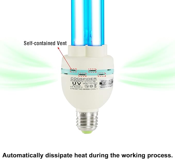 36 Watts Ozone UVC Light Bulb, 185nm wavelength UV Lamp