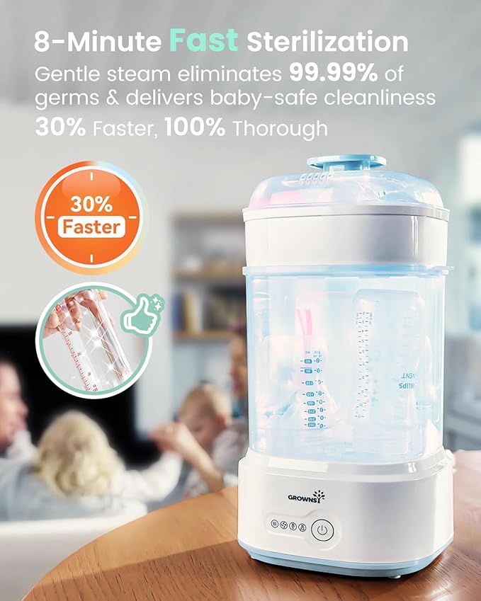 Bottle Sterilizer and Dryer, Compact Electric Steam Baby Bottle Sterilizer