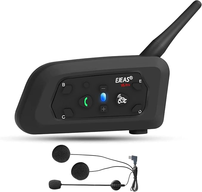 EJEAS V6 Pro Motorcycle Bluetooth Headset, Upgraded 2 Riders Intercom Helmet