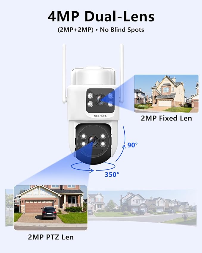 【Auto Tracking & 2-Way Audio】 Solar Powered PTZ Camera System, Wireless Outdoor