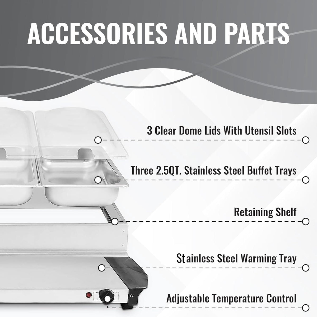 Alpha Living 3x2.5 QT Food Warmers for Parties Buffet Servers and Warmers – Premium Catering Supplies Buffet Display – Stainless Steel Electric Food Warmers with Temperature Control
