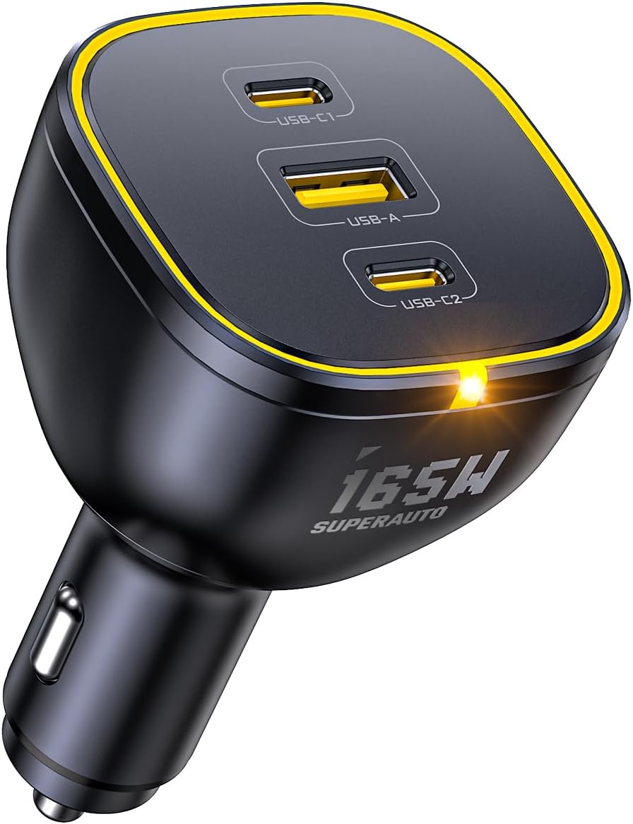 AOHI 165W Laptop Car Charger Adapter 140W PD 3.1/100W PD 3.0 USB C Charging