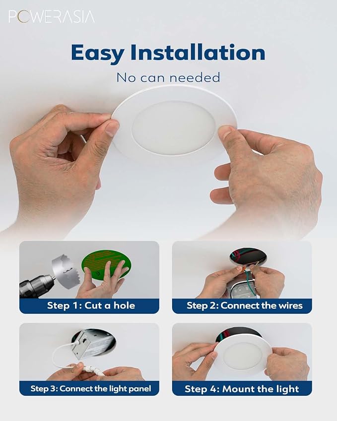 POWERASIA 12 Pack 6 Inch Ultra-Thin LED Recessed Ceiling Light