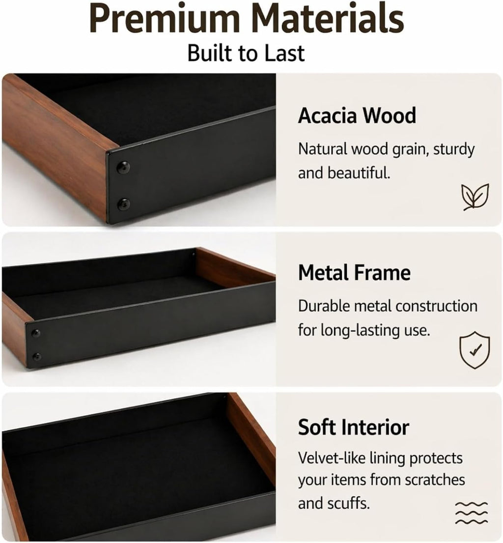 geelin 2 pack desk drawer organizer, valet tray, side view