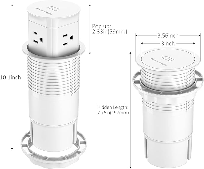Jgstkcity Pop Up Outlet with 15W Wireless Charger, 4 Outlets 15A, Splash