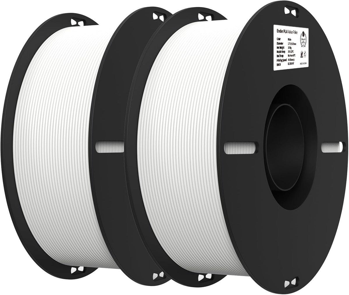 Creality PLA 3D Printer Filament, White & White, 2-Pack, 2KG Total