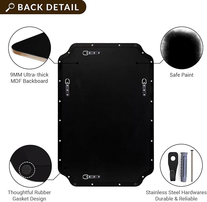 ANDY STAR Bathroom Vanity Mirror, 24x36 Inch Matte Black Mirror, Modern