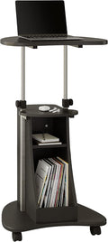 Techni Mobili Adjustable Height Rolling Laptop Cart with Storage, Graphite