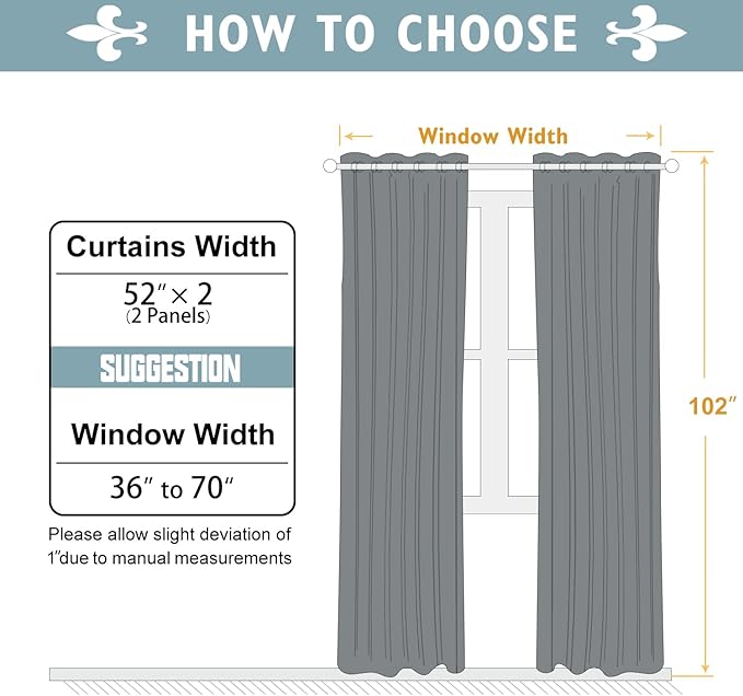ChrisDowa Room Darkening Curtains 102 Inches Long 2 Panels Set