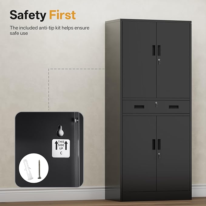 Metal Storage Cabinets with 1Drawer, Steel Storage File Cabinet