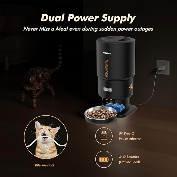 Automatic Cat Feeder - 5L Anti-Clog Cat Food Dispenser Keeps 2-15mm Dry Food