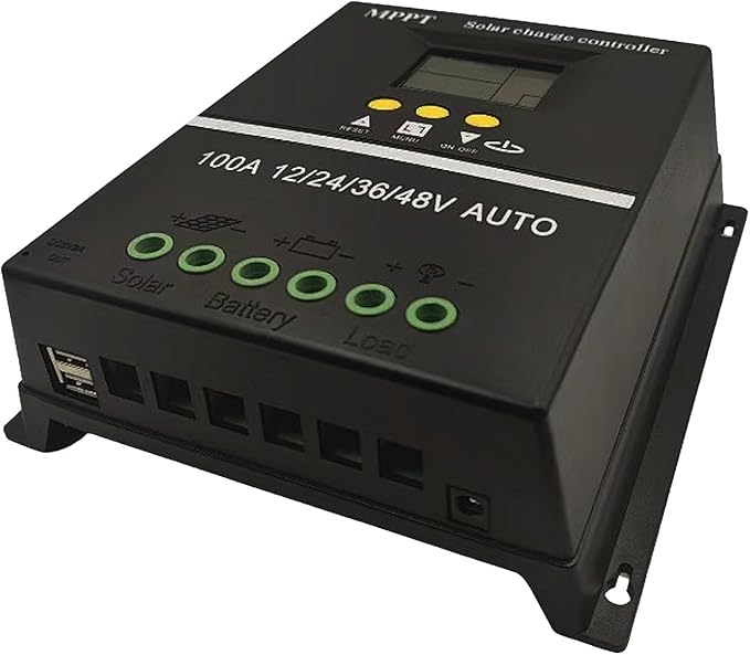 Saooer 100A MPPT Solar Charge Controller, 12/24/36/48V, LCD Display, Dual USB