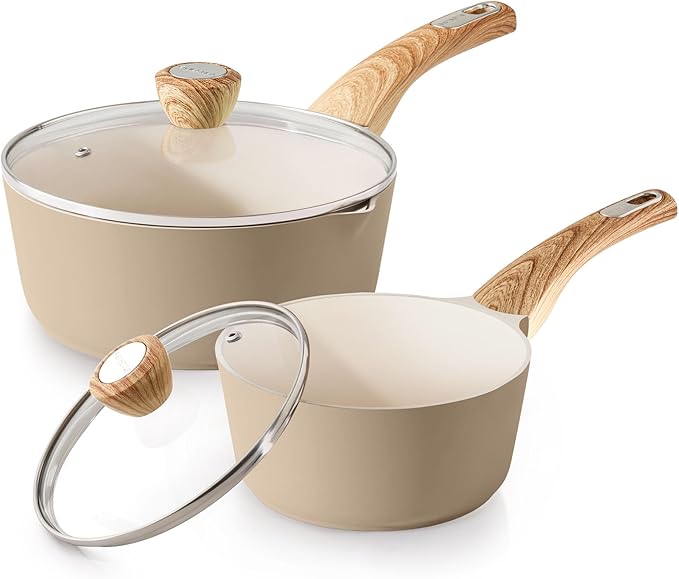 SENSARTE 2.0 & 3.0 Quart Ceramic Sauce Pan Sets