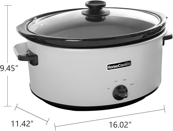 HOMECOOKIN 7 Quart Slow Cooker Oval Manual Pot Food Warmer