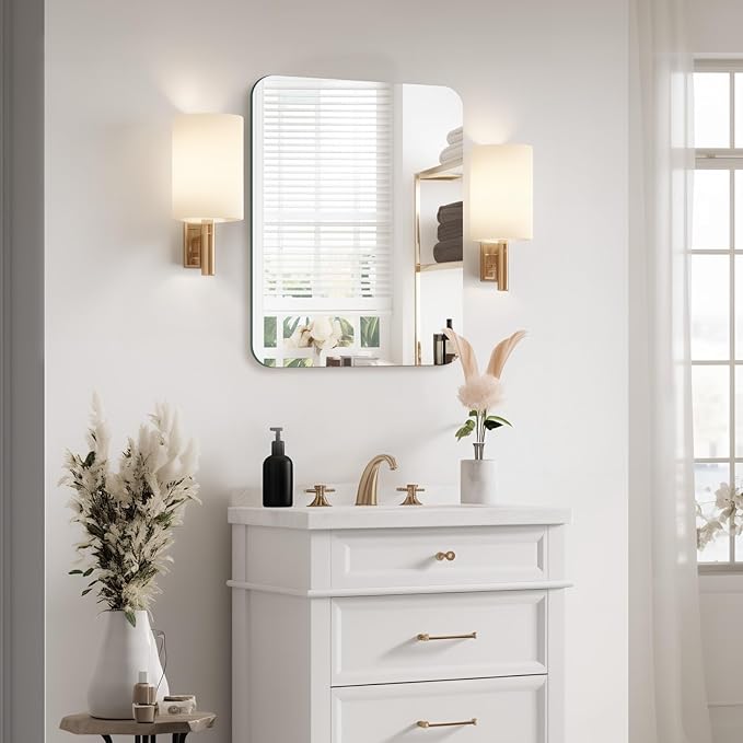 Mirrorons 18x24 Frameless Bathroom Mirror, Rounded Corner Bathroom Vanity Mirror