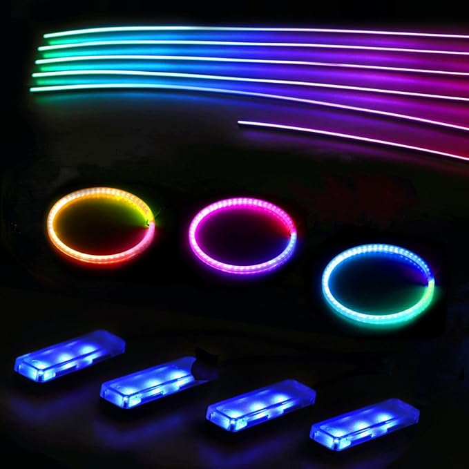 Acrylic Interior Car LED Strip Lights, Colorful 6-in-1 Car Ambient Lighting Kit