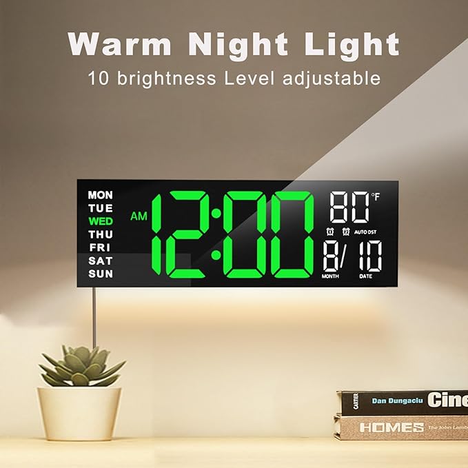 JALL 16" Large Digital Wall Mount Clock, Count Down Timer, Big LED, RGB Color