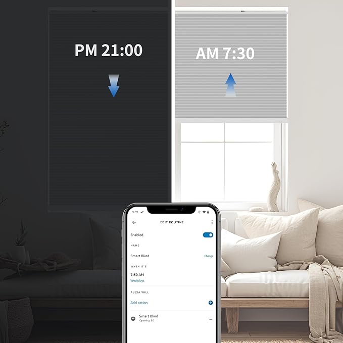 THIRDREALITY ZigBee Smart Blind Gen2, Motorized 100% Blackout Window Shades