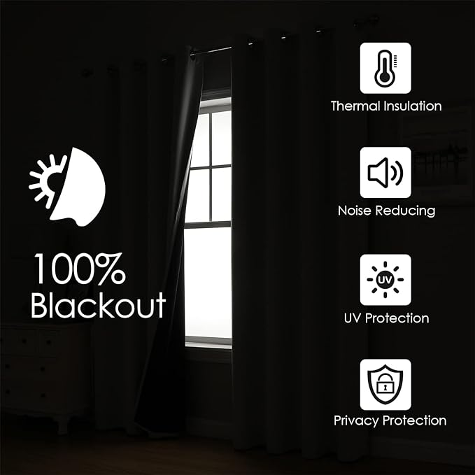 ChrisDowa 100% Blackout Curtains