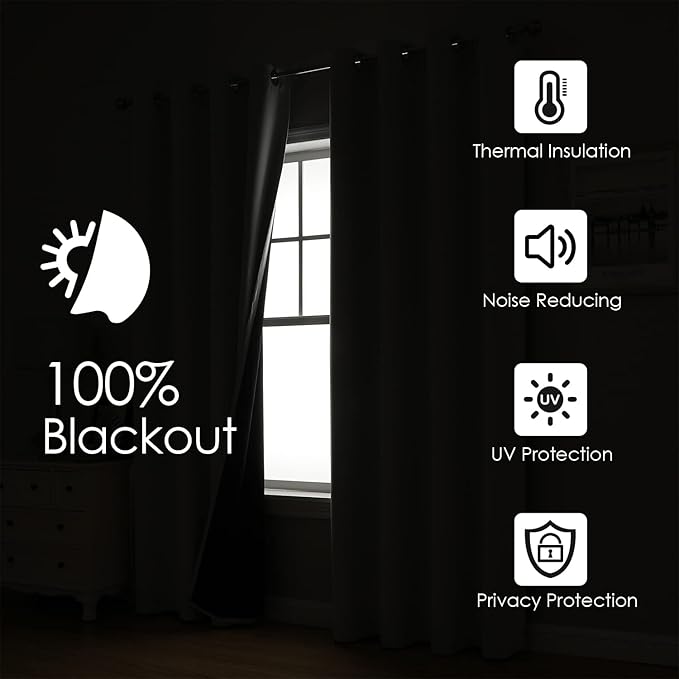 ChrisDowa 100% Blackout Curtains 120 inch Long