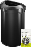 EKO Urban 16 Gallon Semi-Round Open Top Waste Bin, Stainless Steel Half Round