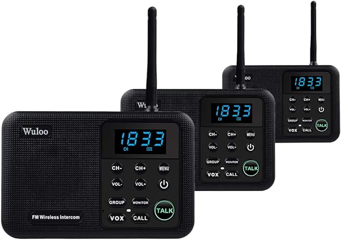 Wuloo Intercoms Wireless for Home 1 Mile Range 22 Channel 100 Digital Code