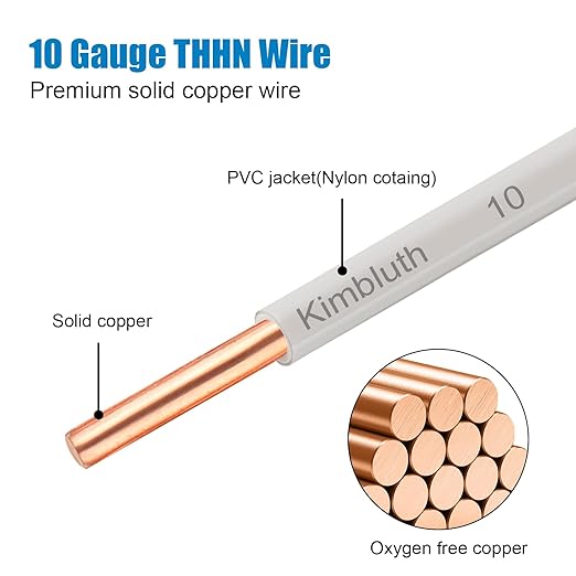 THHN Wire 10 Gauge 200 FT OFC Electrical Wire, 10 AWG Solid Copper Wire Rated