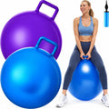 Lewtemi 2 Pcs 29 Inch Big Bouncing Ball with Handle Jumping Hopper Bouncy Ball for Adults Exercise and Air Pump for Outdoor Sports Game(Blue, Purple)