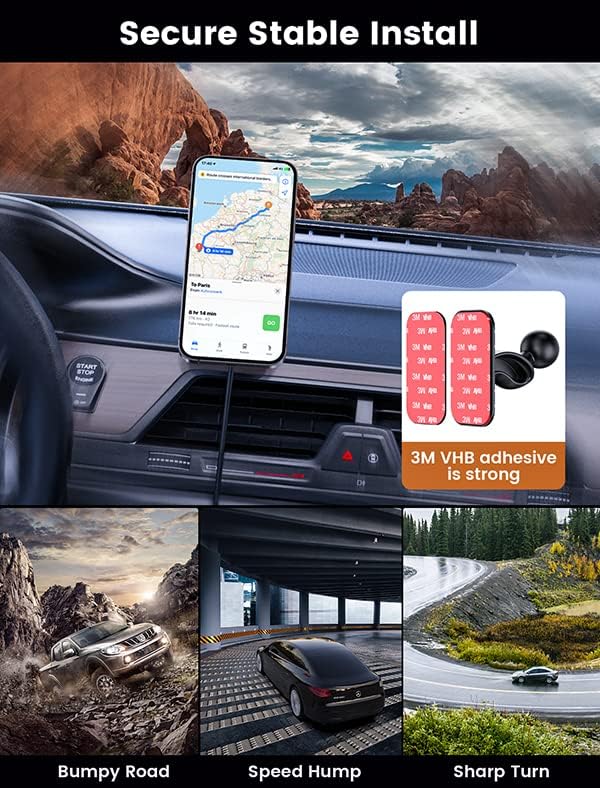 for magsafe car mount charger 15w led rgb, side view