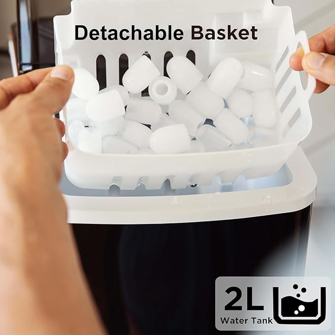 Silonn Ice Maker Countertop, 9 Cubes Ready in 6 Mins, 26lbs in 24Hrs,