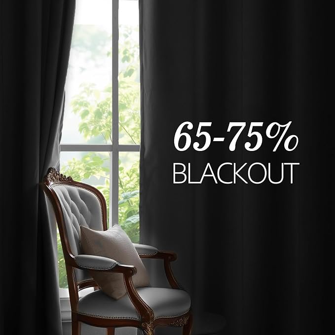 JIUZHEN Grey Velvet Curtains 72 inches Blackout Curtains