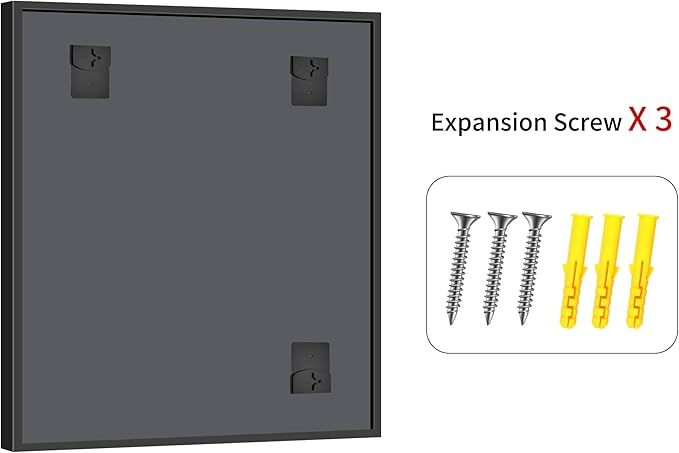 Bathroom Mirror, 42 x 36 Inch Brushed Black Rectangle Mirror, 0.6" Thickened
