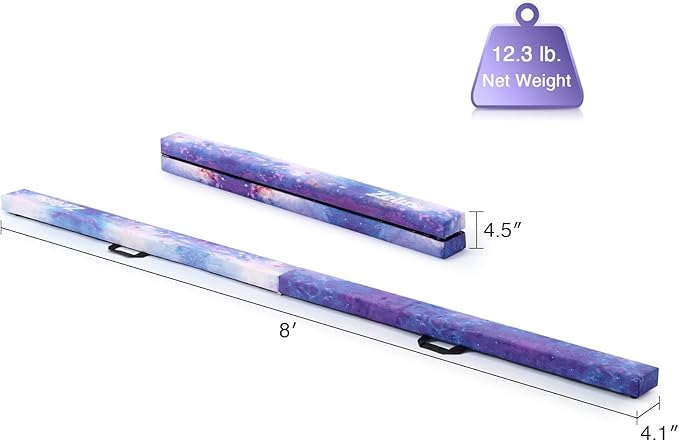 ZELUS 8' Folding Gymnastics Balance Beam, Floor Balance Beam w/Carry Handles