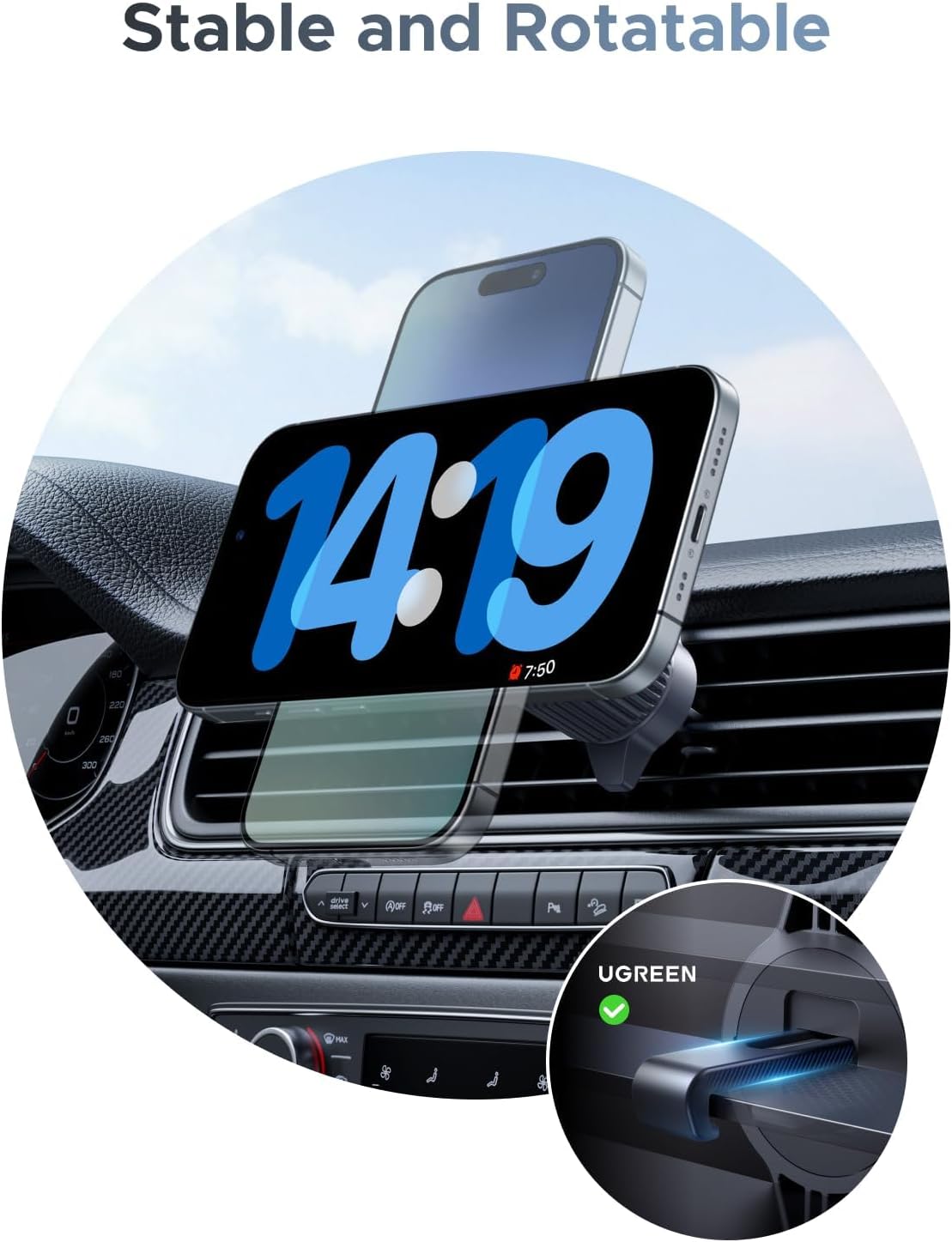 ugreen magflow 25w qi2.2 magsafe compatible wireless car, view 9
