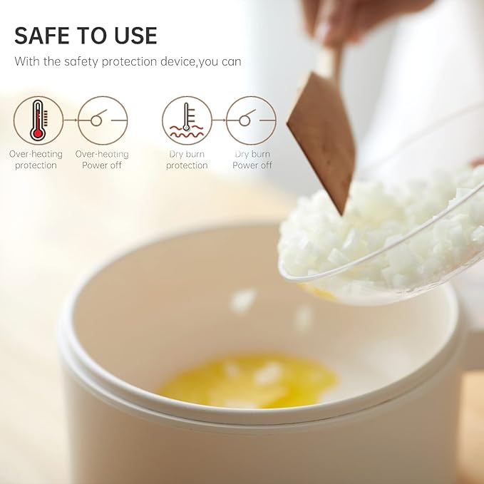 olakys. Electric Hot Pot with Steamer, 1.5L Ceramic Glaze Non-stick Portable Pot