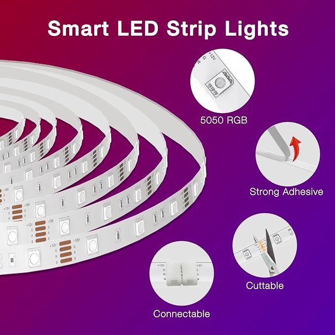 DAYBETTER Smart WiFi Led Lights 200 ft, Led Strip Lights Work