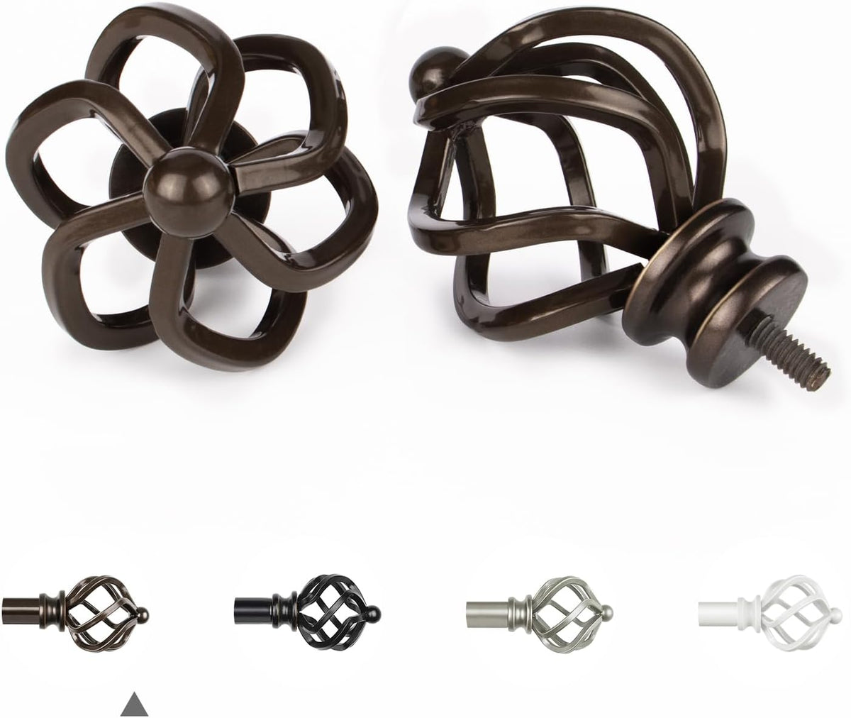 KAMANINA Double Curtain Rods for Windows 72 to 144 Inches Bronze | Heavy Duty 7/8 In, Adjustable, Long Dual Drapery Rod for Living Room, Bedroom, Easy Install, Decorative Twisted Cage Finials