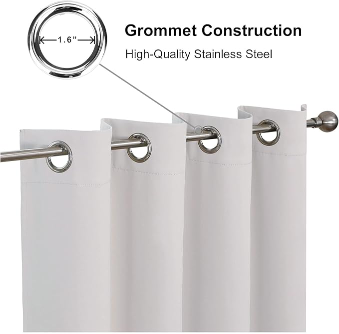 CUCRAF Grayish White Blackout Curtains 96 Inches Long, Thermal Insulated Noise