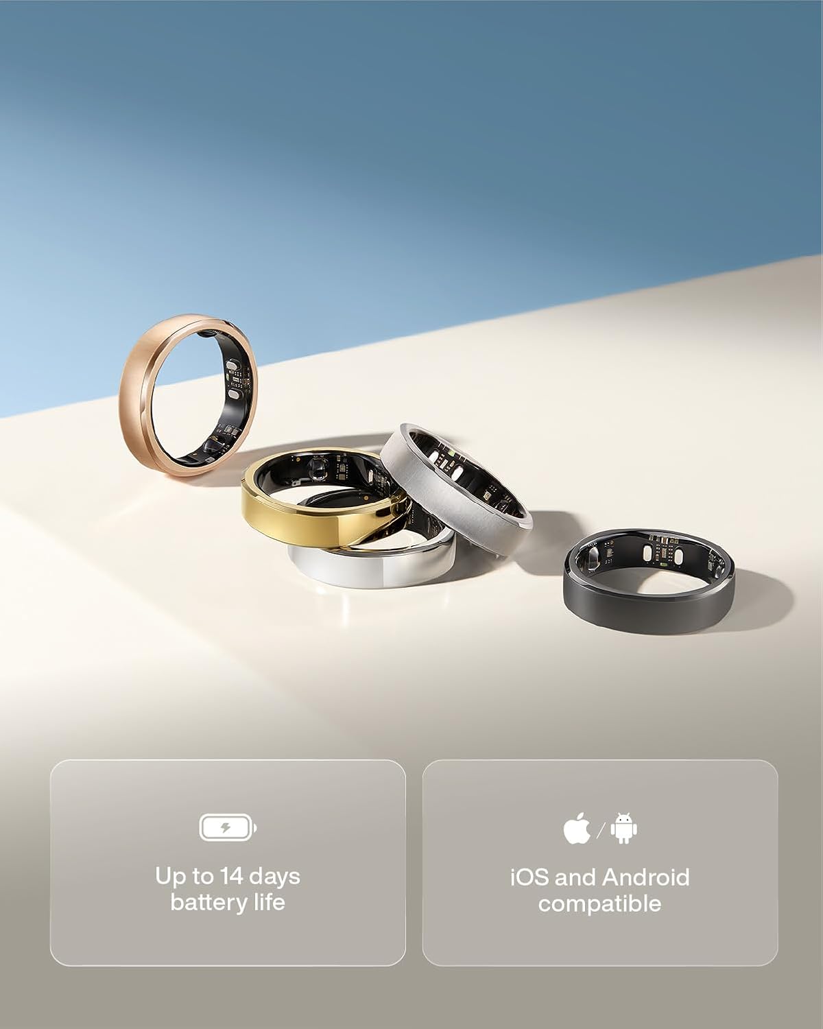 RingConn Gen 3 Smart Ring - Vascular Trends(Size 9, Future Silver)