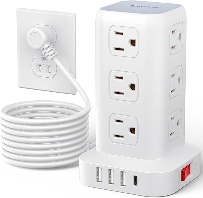 AnnTane Surge Protector Power Strip 10 FT Cord, Power Strip Tower