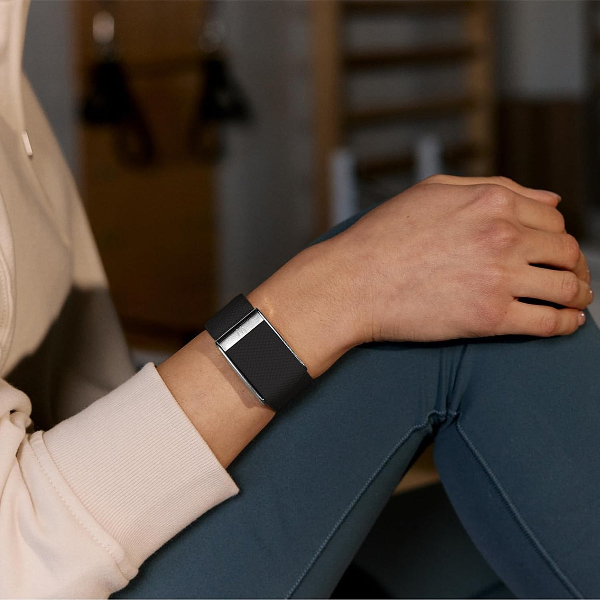 whoop 5.0/mg activity tracker - 12 month membership, front angle view