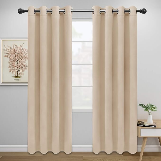 Easy-Going Blackout Curtains for Bedroom, Solid Thermal Insulated Grommet and