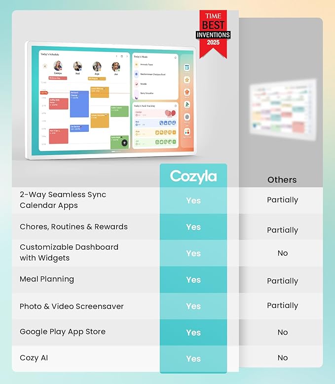 Cozyla Digital Calendar+ 2: 24 inch Wall Planner Touch Screen Chore Chart