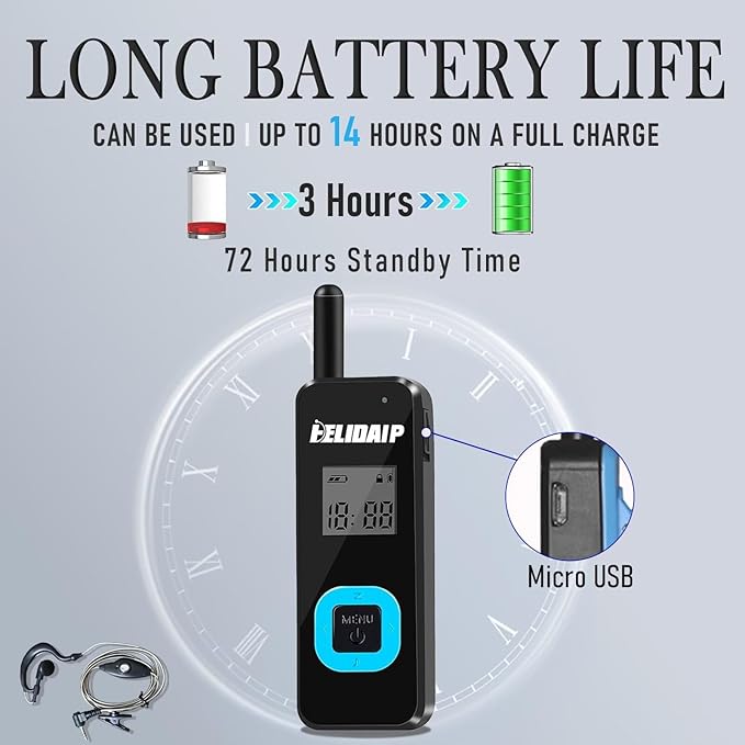 ELIDAIP T-M1 Super Mini Walkie Talkie (2 Pack)
