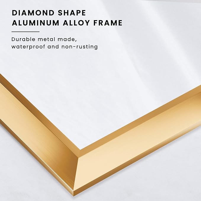 Amorho Bathroom Mirror, 40x32 Inch Gold Thick Metal Framed Wall Mirrors