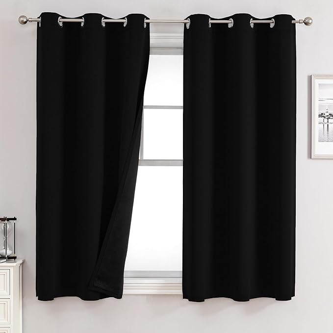 ChrisDowa 100% Blackout Curtains 63 inch Long