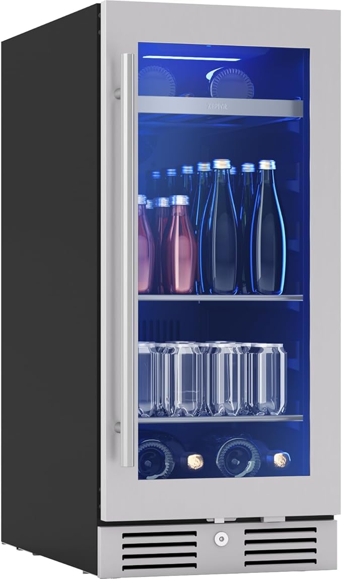 Zephyr Presrv 15" Slim Wine Fridge & Beverage Refrigerator Single Zone Under