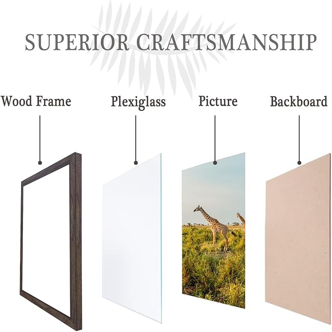 TKYGU 13x17 Picture frame Set of 3, wooden frame walnut